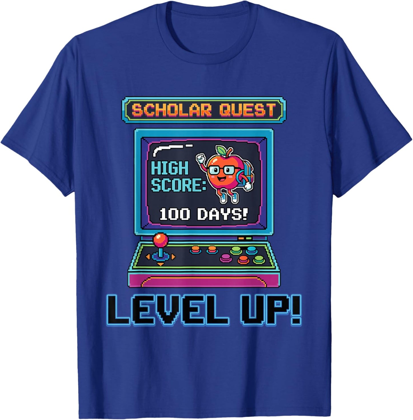 Level Up 100 Days of School Cool Gaming Game Gamer Student T-Shirt - T-Shirt | Royal