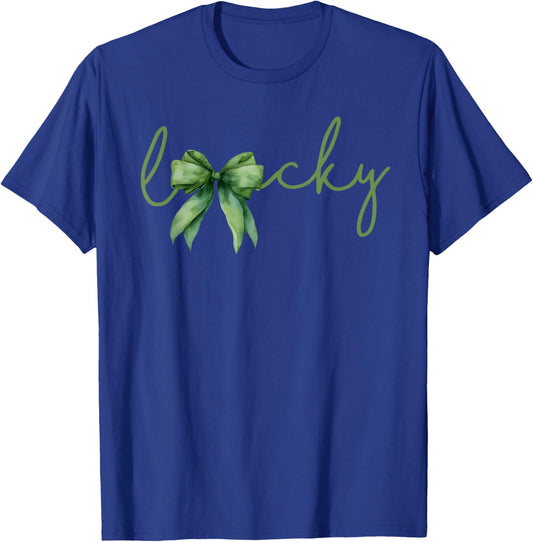 Coquette Bow Lucky Shamrock Irish Ireland St.Patrick's Day T-Shirt - T-Shirt | Royal