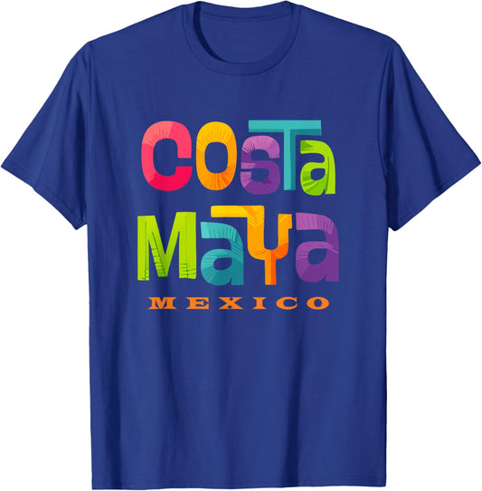 Costa Maya Mexico Retro Tropical Typographic Design T-Shirt - T-Shirt | Royal