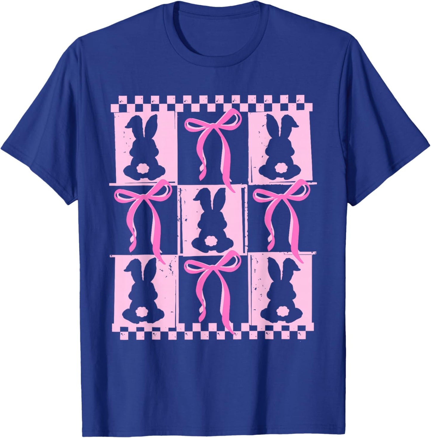 Funny Bunny Coquette Bow Rabbit Lovers Easter Retro Trendy T-Shirt - T-Shirt | Royal