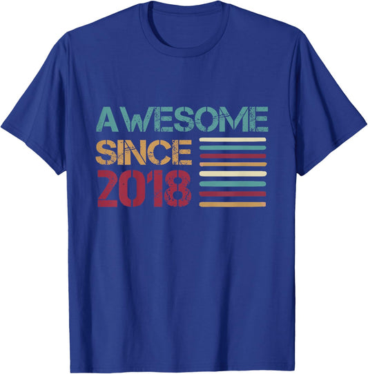 Kids Awesome Since 2018 Vintage Birthday T-Shirt - T-Shirt | Royal