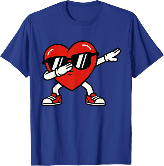 Dabbing Heart Dad Valentines Day Teens Boys Girls Kids T-Shirt - T-Shirt | Royal