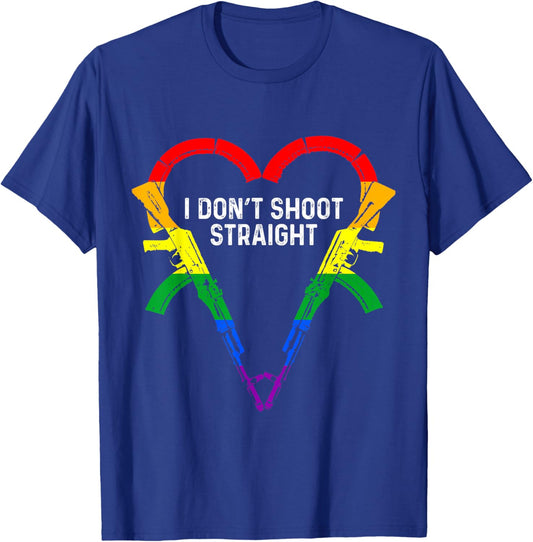 Funny Gay Gun Owner AK47 Heart LGBTQ Pride AK-47 Lover T-Shirt - T-Shirt | Royal