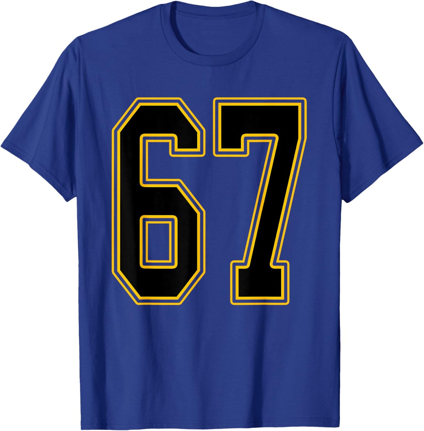 Black and Gold Number 67 Jersey Player Uniform #67 T-Shirt - T-Shirt | Royal