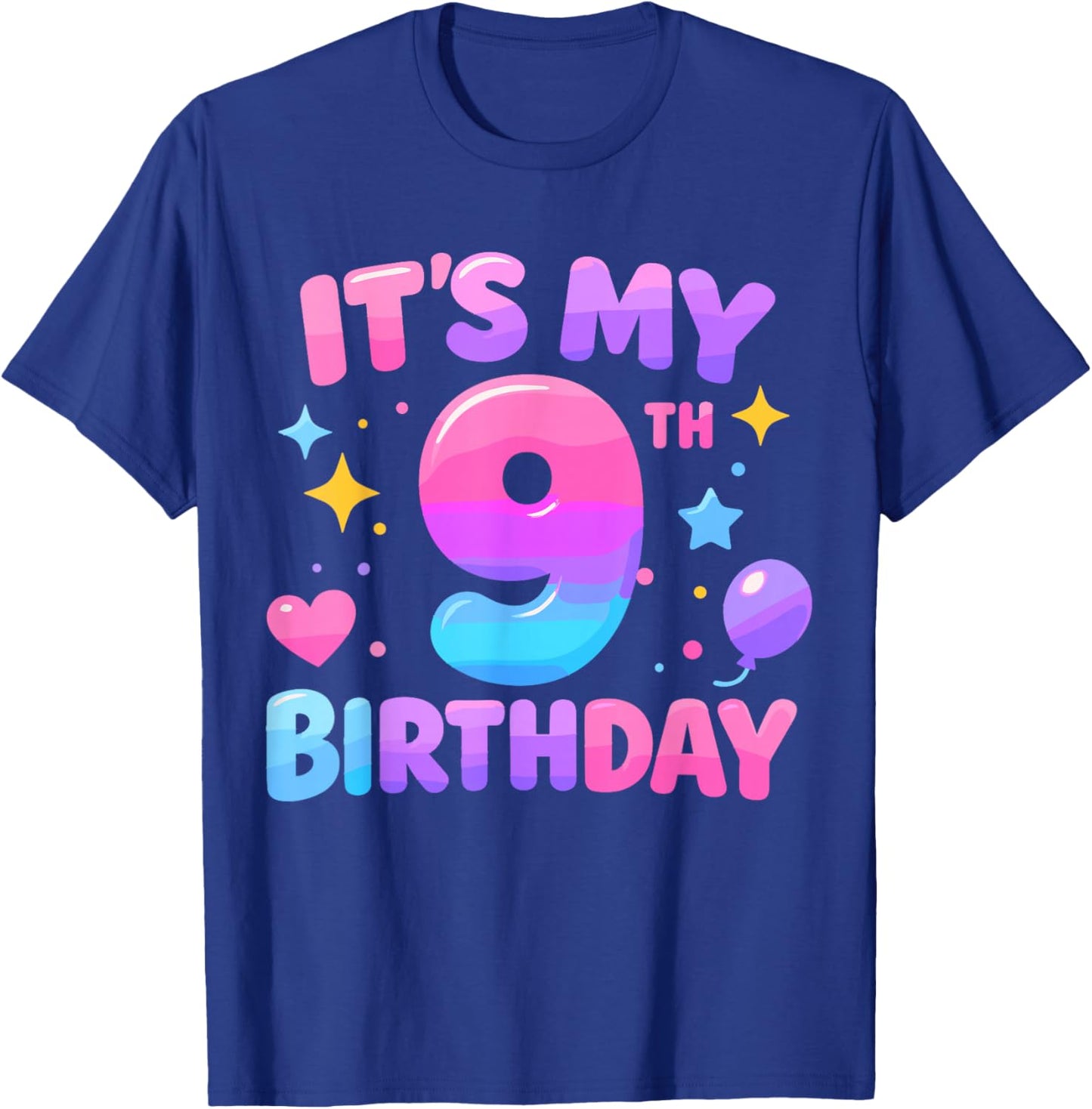 9th Birthday Girls Apparel Nine Years Old It's My 9 Bday T-Shirt - T-Shirt | Royal