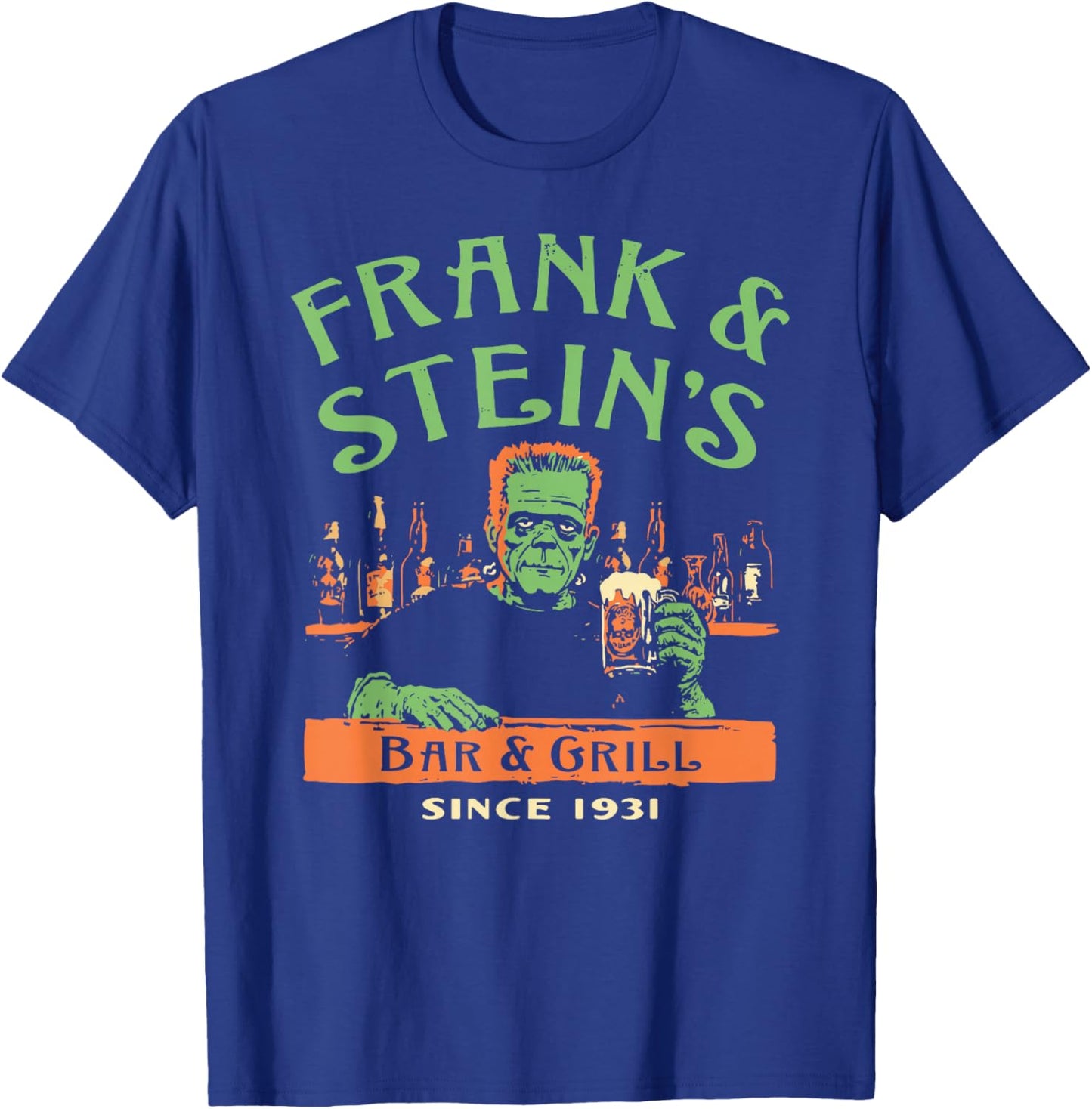 Funny Halloween Frank and Stein's Bar Grill T-Shirt - T-Shirt | Royal