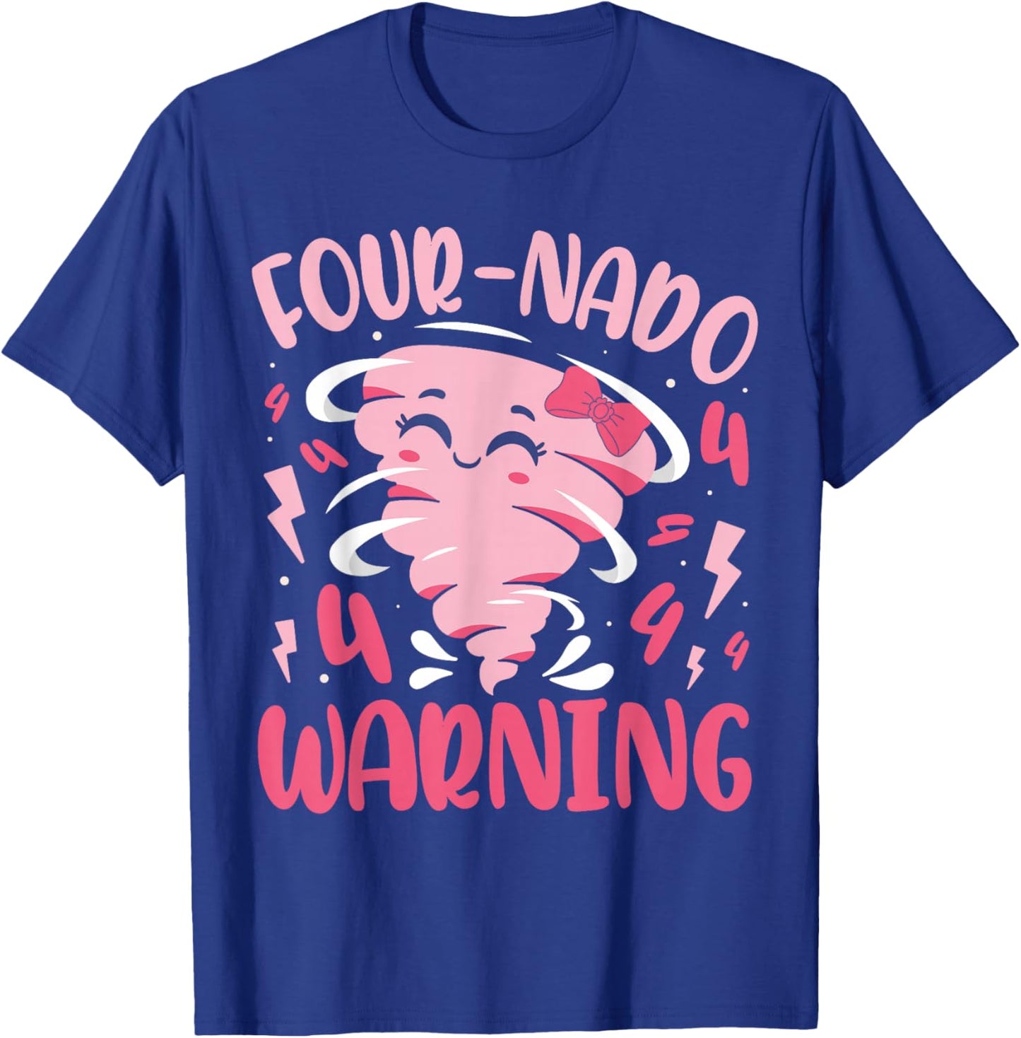 Kids Four Nado Warning 4th Birthday Tornado Birthday T-Shirt - T-Shirt | Royal