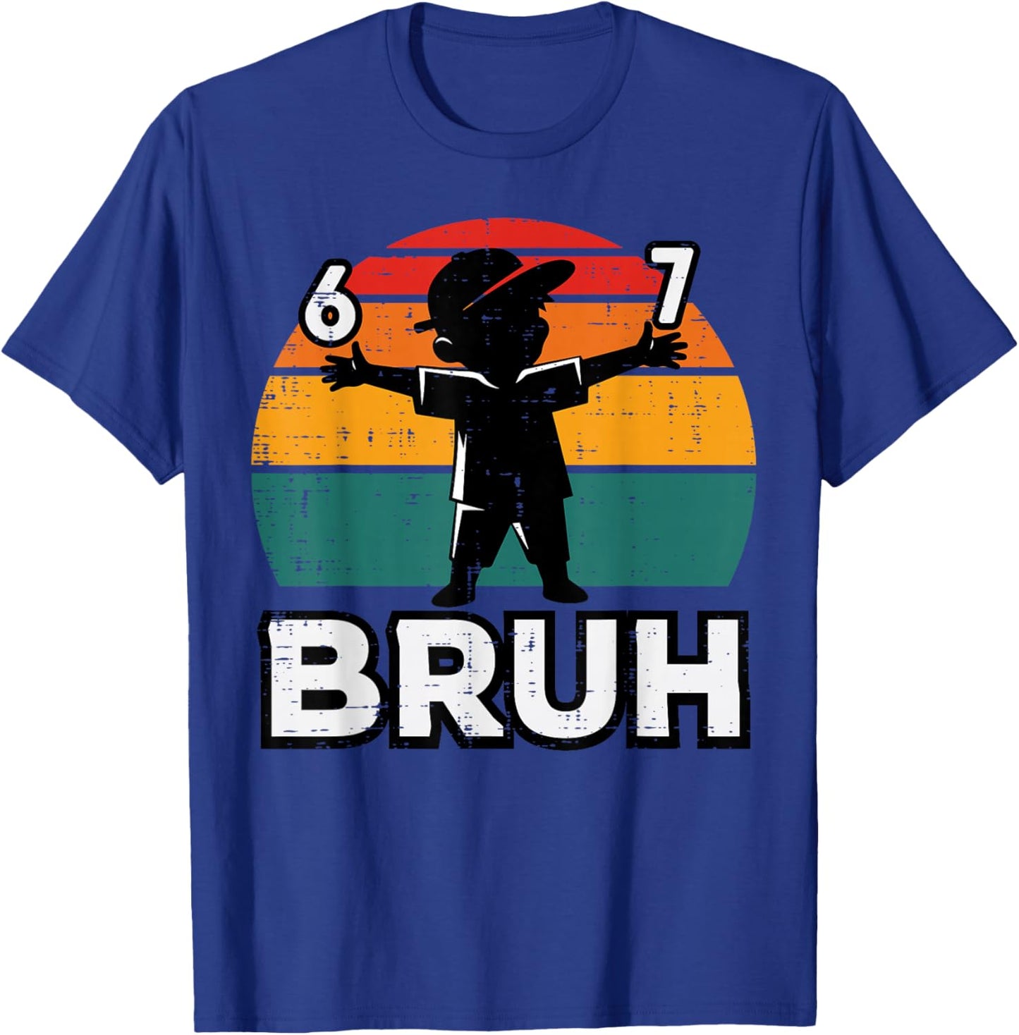 6 7 Bruh Retro 67 Six Seven Meme Gen Alpha Kids Boys Youth T-Shirt - T-Shirt | Royal