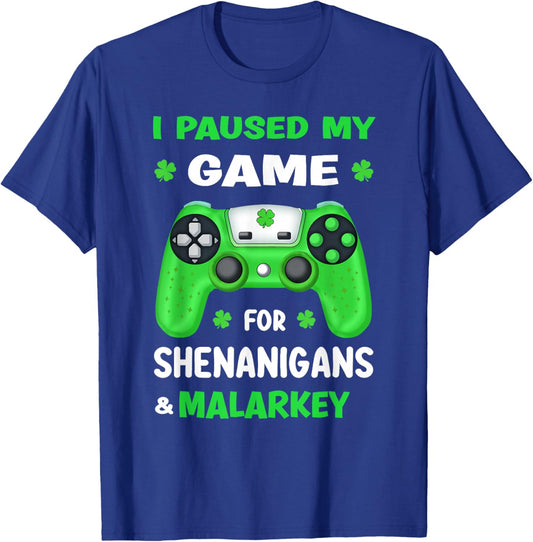 St Patricks Day Shamrock Gaming Shenanigans Boys Men T-Shirt - T-Shirt | Royal