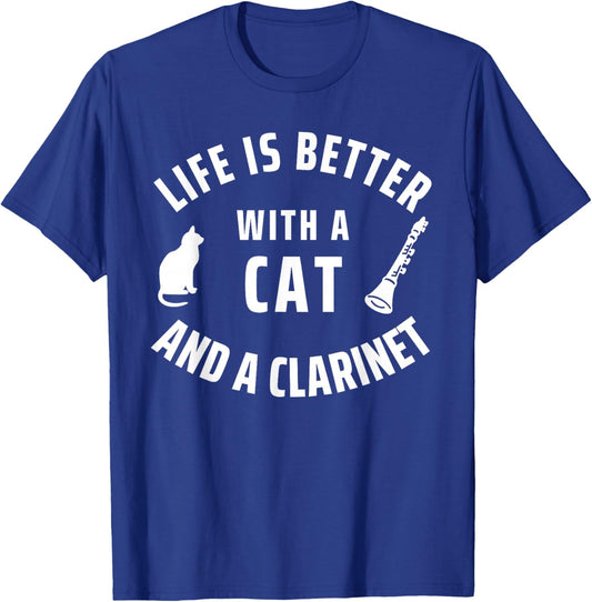Clarinet Musician and Cat Lover Clarinet Player T-Shirt - T-Shirt | Royal