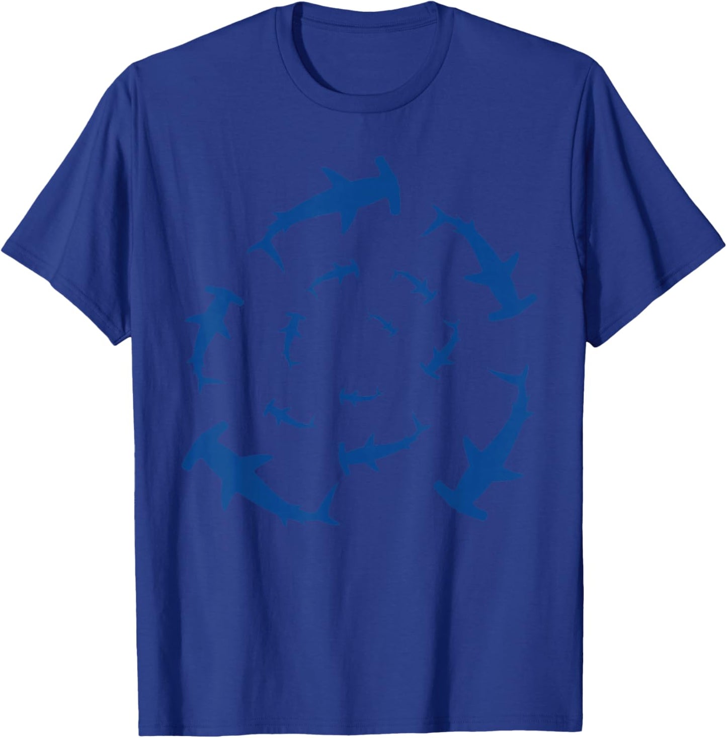 Shark Lover Silhouette of Hammerhead Circling Above Ocean T-Shirt - T-Shirt | Royal