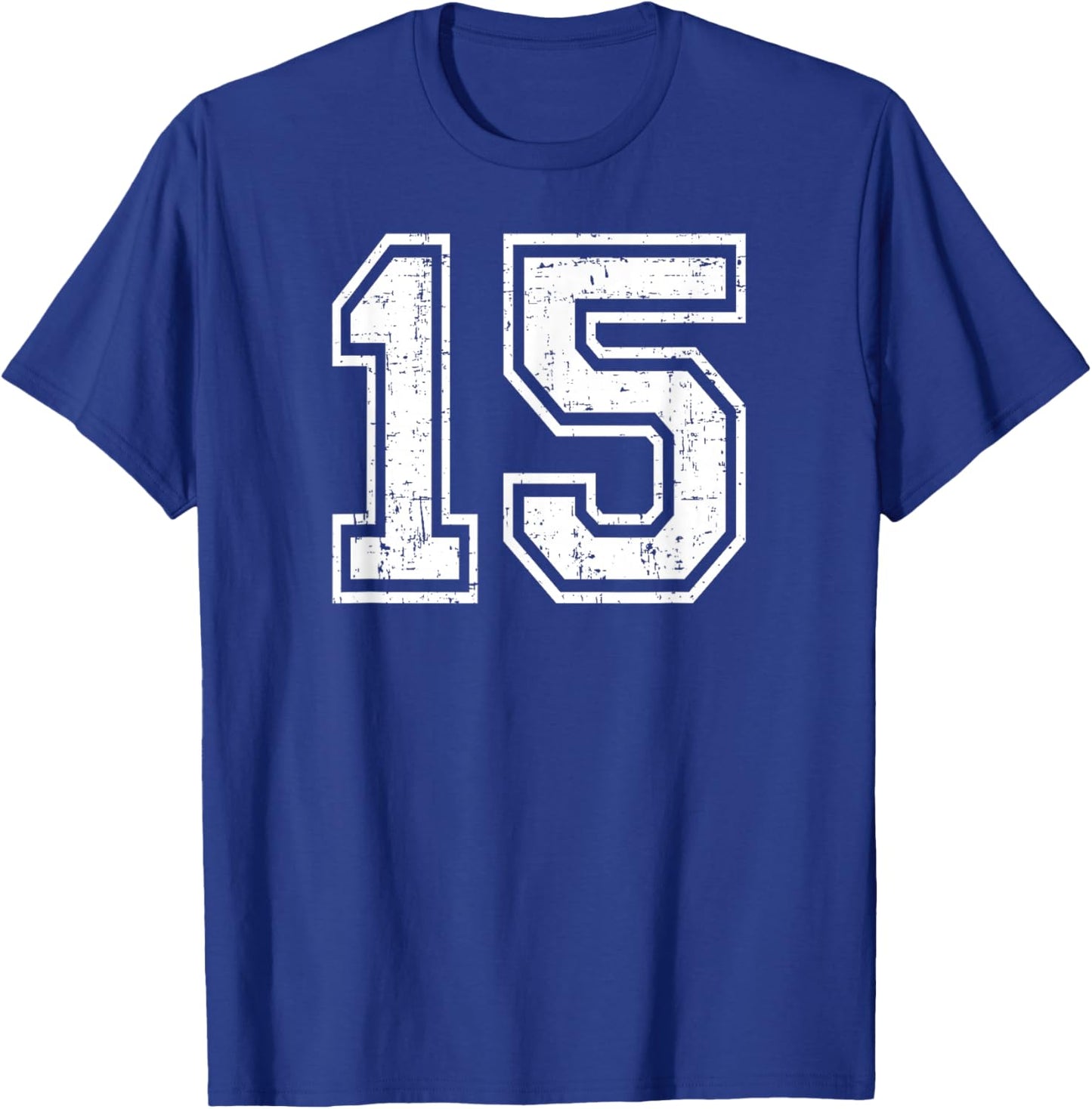 15 Number Fifteen Team Sports Grunge Varsity Matching T-Shirt - T-Shirt | Royal