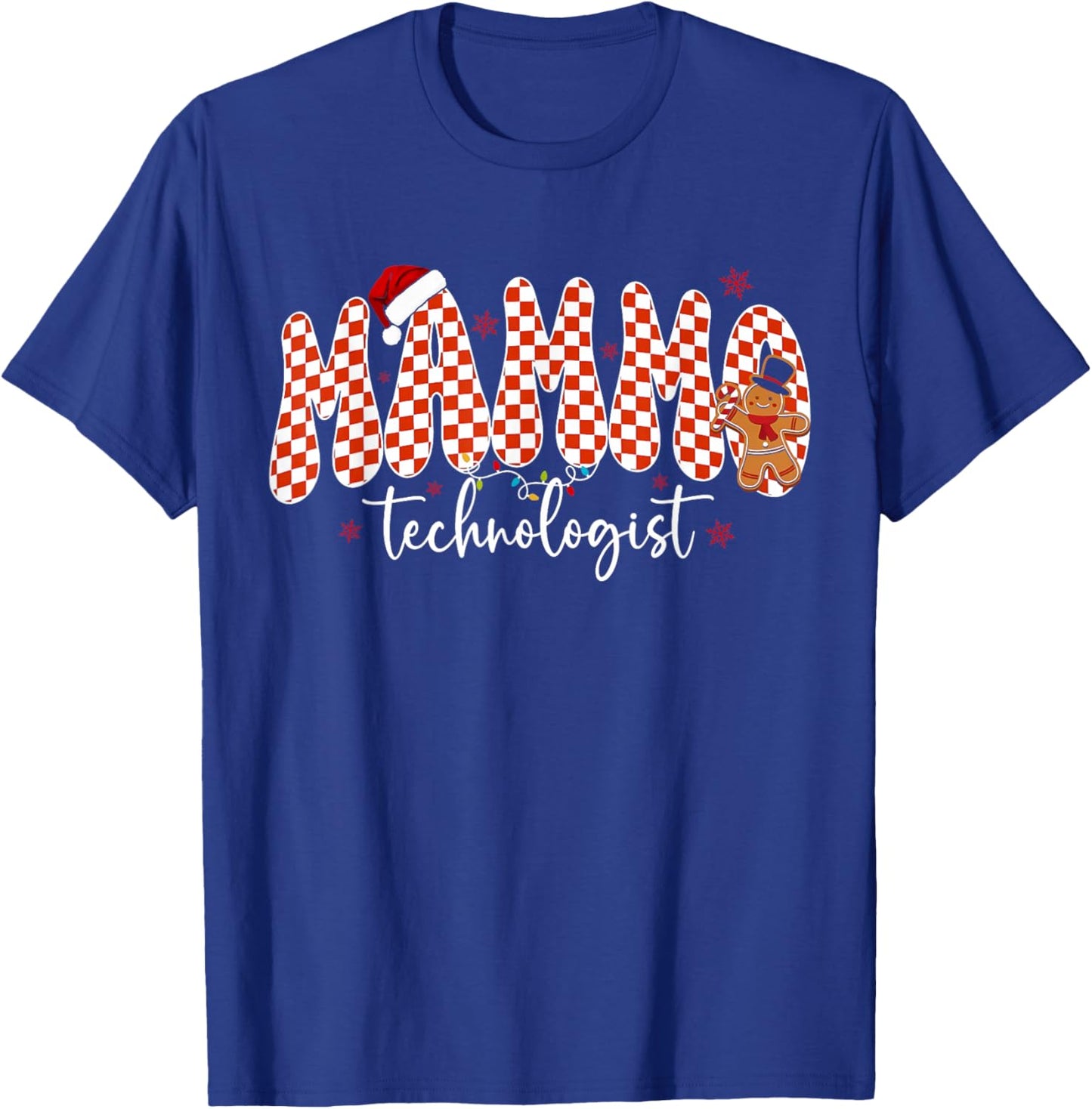 Checkerboard Mammo Technologist Mammography Tech Christmas T-Shirt - T-Shirt | Royal