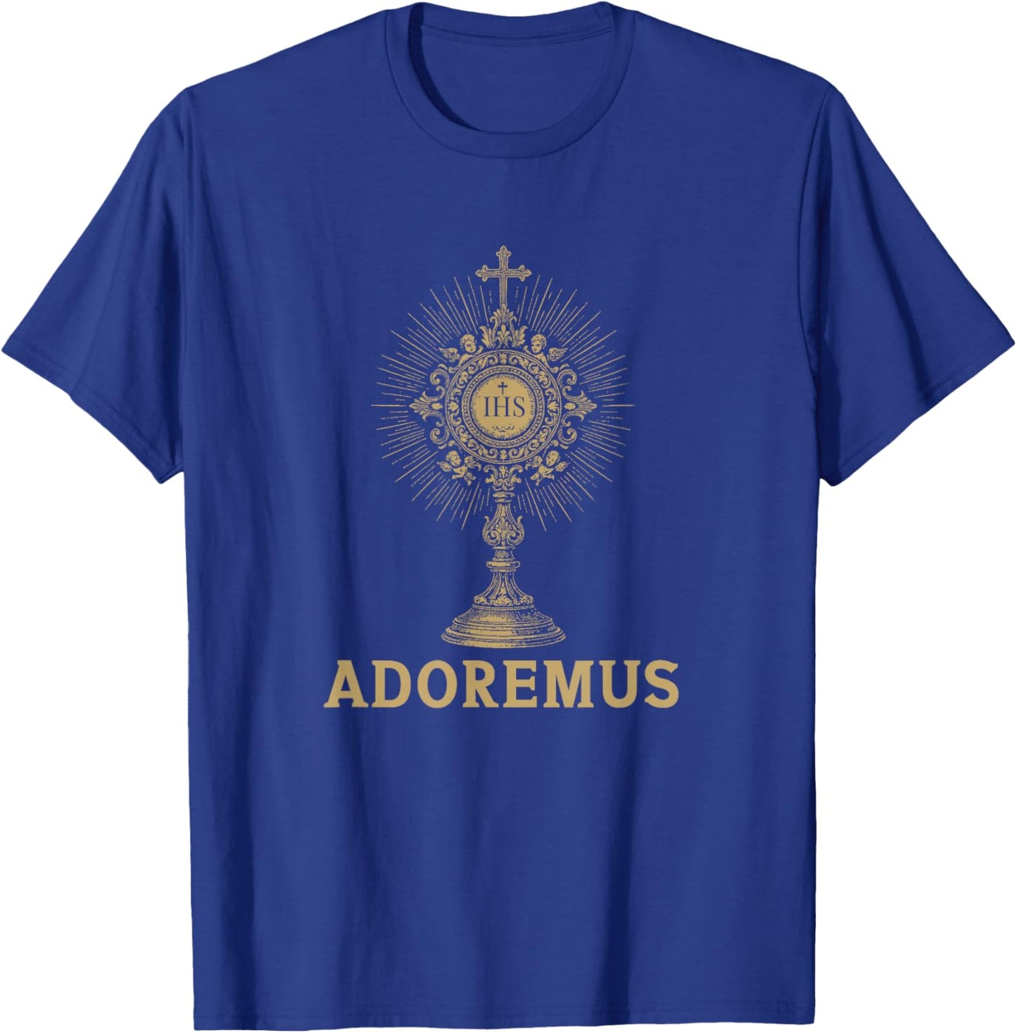 Adoremus Catholic Latin Mass Confirmation IHS Graphic T-Shirt - T-Shirt | Royal