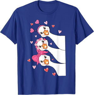 Funny Goose Happy Valentine Goose Cute Heart Lover T-Shirt - T-Shirt | Royal