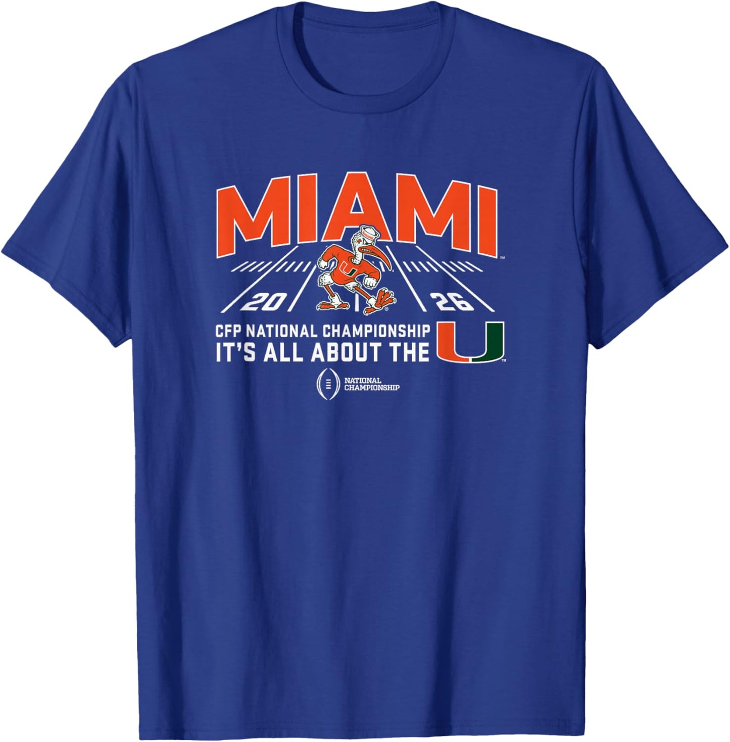 Miami Hurricanes CFP National Championship 2026 Mascot Black T-Shirt - T-Shirt | Royal