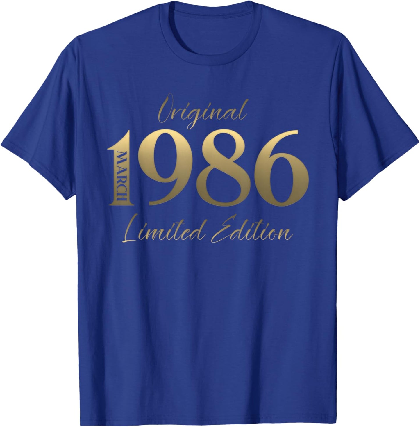 40th Birthday Gift Men Women Vintage March 1986 T-Shirt - T-Shirt | Royal