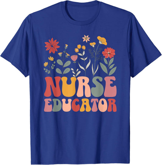 Nurse Educator Groovy Nursing Educator Appreciation T-Shirt - T-Shirt | Royal