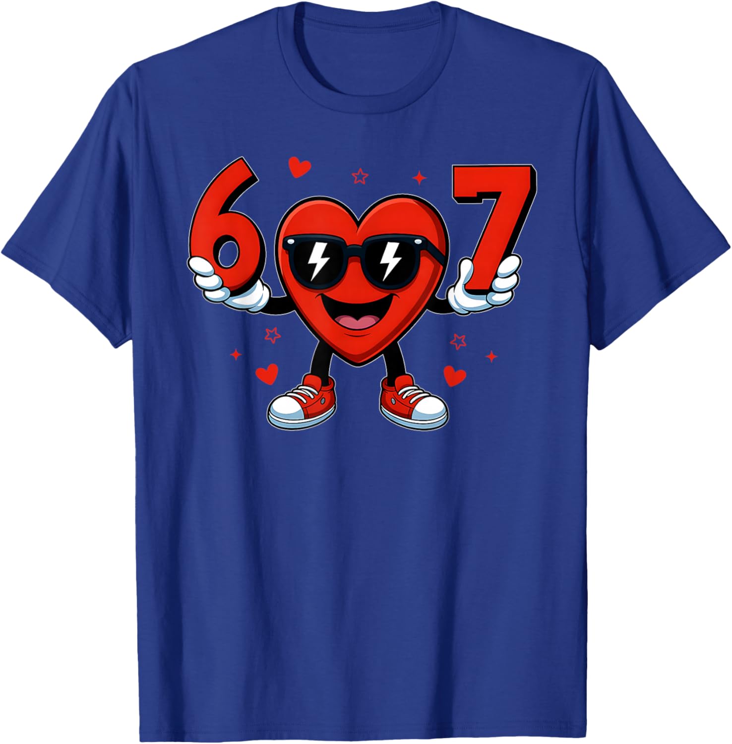 Funny Six Seven 6 7 Valentines Day Boys Girls Kids 67 Meme T-Shirt - T-Shirt | Royal