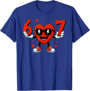 Funny Six Seven 6 7 Valentines Day Boys Girls Kids 67 Meme T-Shirt - T-Shirt | Royal