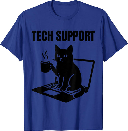 Tech Support Funny Cute Cat Lover T-Shirt - T-Shirt | Royal