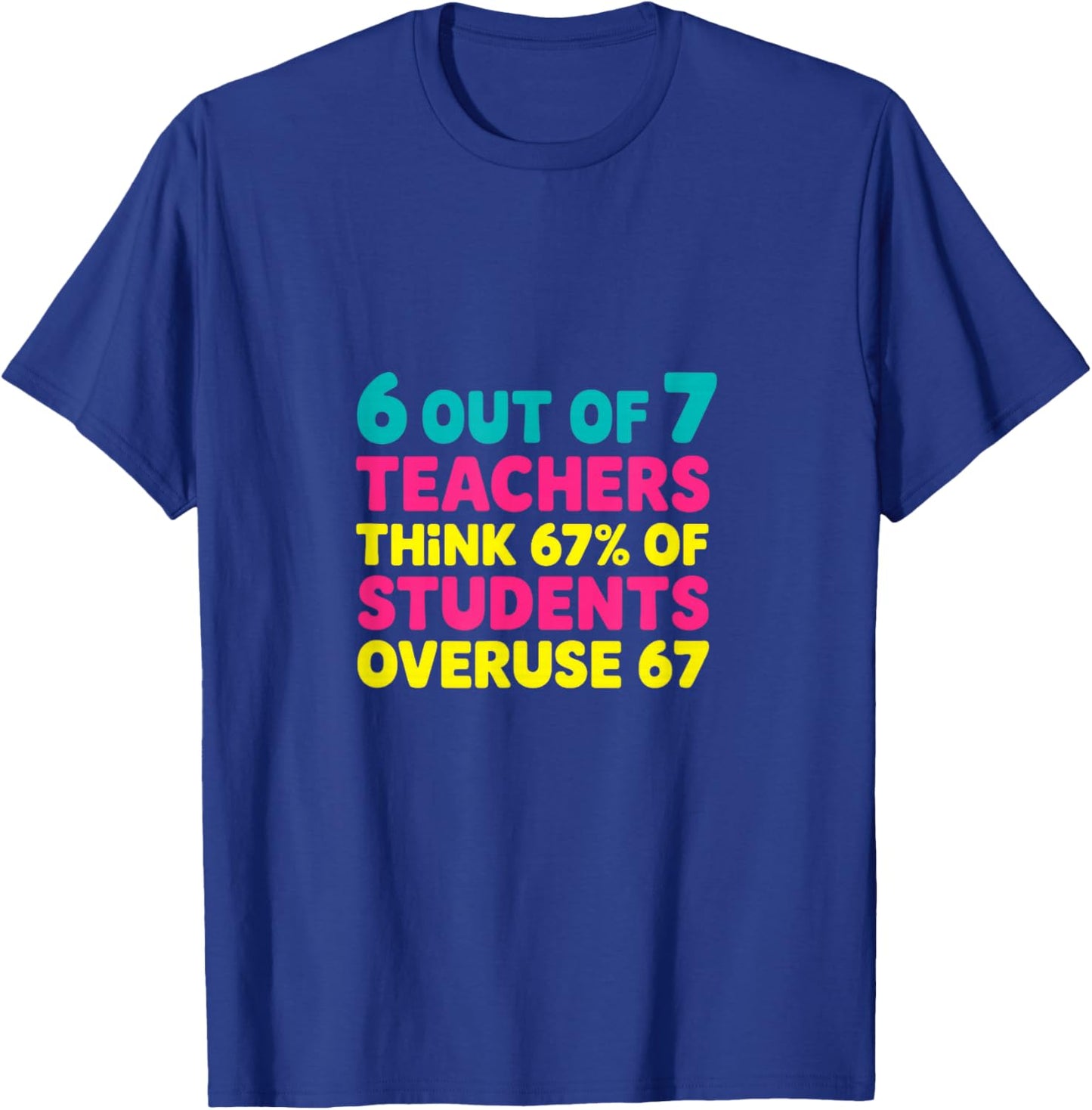 Teachers Think Students Overuse 67 Statistical Humor T-Shirt - T-Shirt | Royal