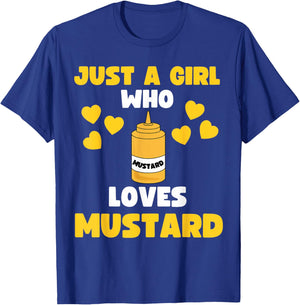 Just A Girl Who Loves Mustard Hot Dog Kids Toddler 5T 4T 3T T-Shirt - T-Shirt | Royal