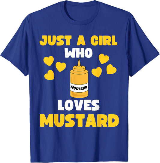 Just A Girl Who Loves Mustard Hot Dog Kids Toddler 5T 4T 3T T-Shirt - T-Shirt | Royal