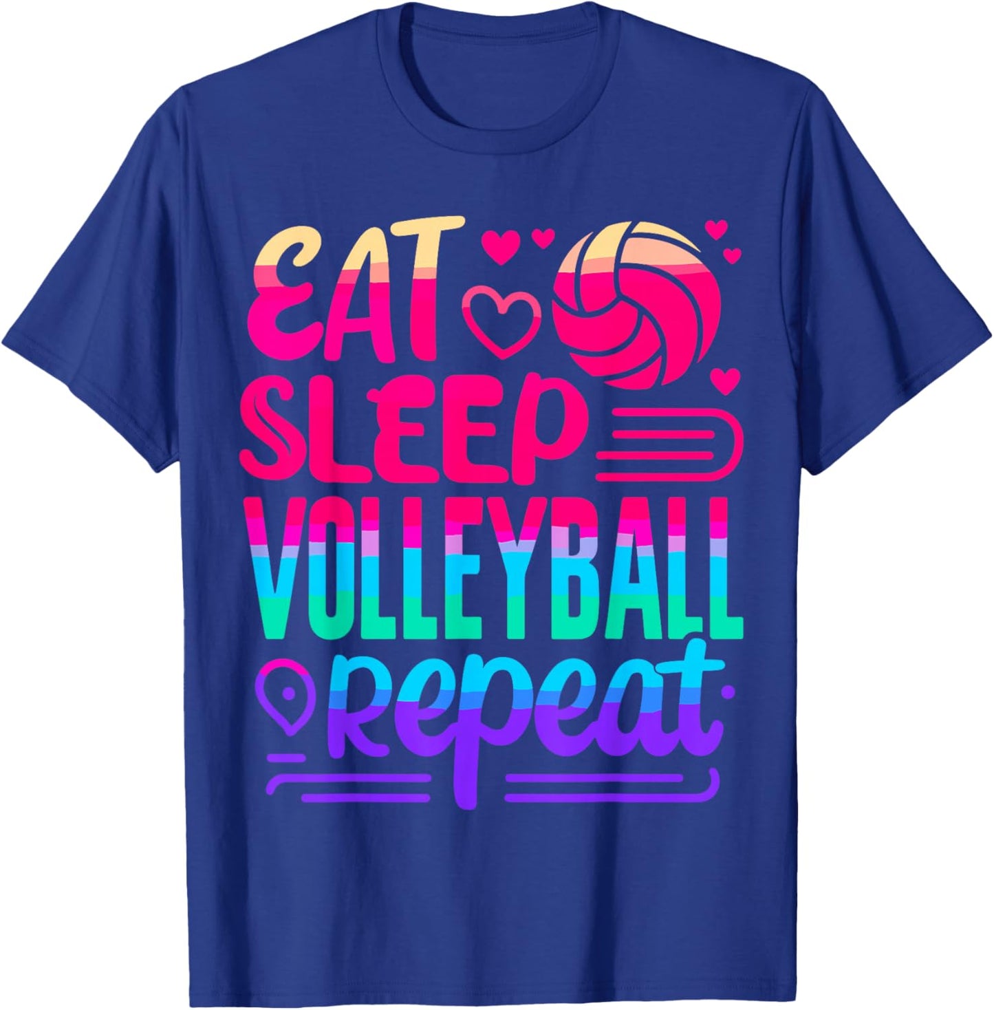 Eat Sleep Volleyball Repeat Volleyball Player T-Shirt - T-Shirt | Royal