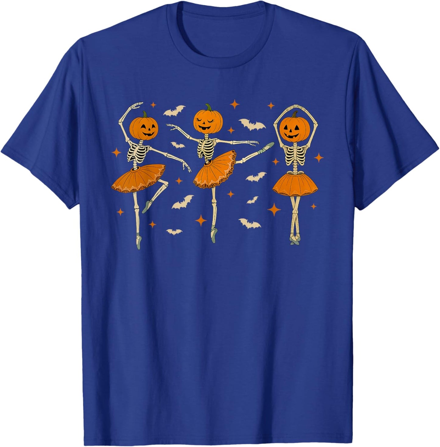 Ballet Skeleton Pumpkin Dance Halloween Girls Women T-Shirt - T-Shirt | Royal
