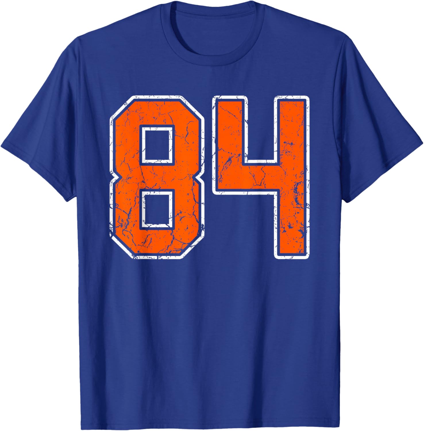 Distressed Orange White Number 84 Jersey Player Uniform #84 T-Shirt - T-Shirt | Royal