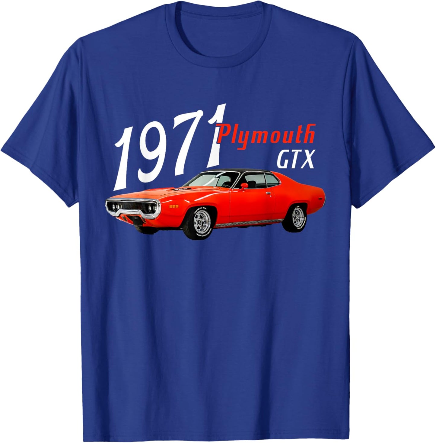 1971 71 GTX Red Classic Vintage Old Car USA Flag T-Shirt - T-Shirt | Royal