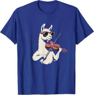Cool Llama Violin Graphic for Music and Animal Fans T-Shirt - T-Shirt | Royal