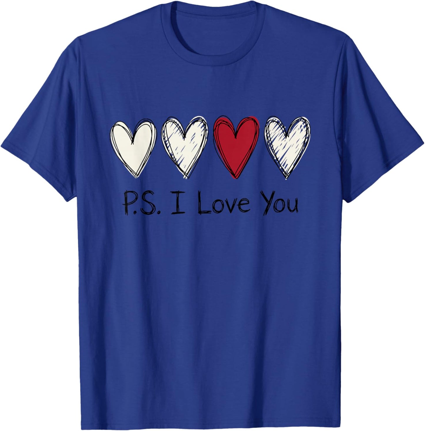 PS I Love You Day Purple Valentines Day Heart T-Shirt - T-Shirt | Royal