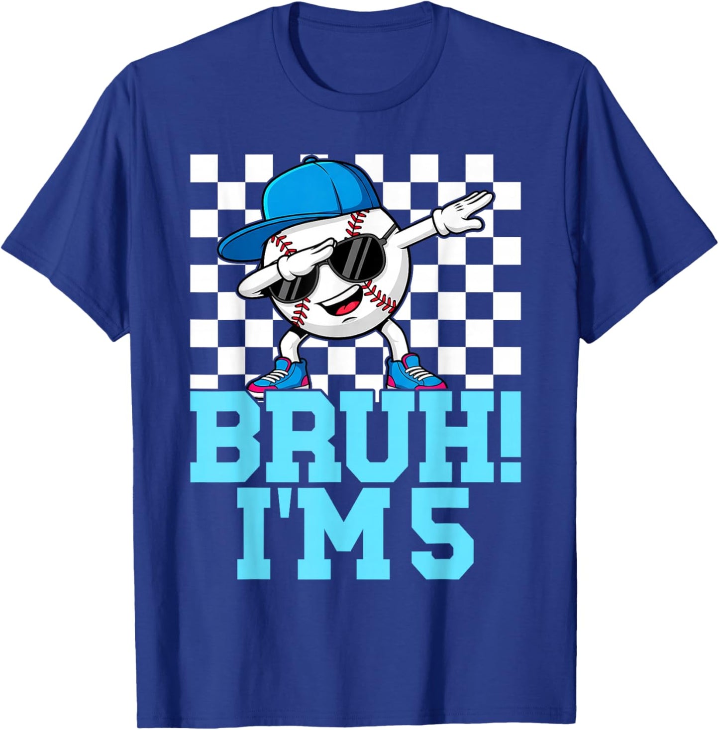 5th Birthday Dabbing Baseball Boys Bruh I'm 5 Year Old T-Shirt - T-Shirt | Royal