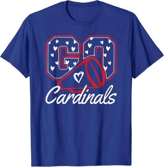 Go Cheer Cardinals School Spirit Team T-Shirt - T-Shirt | Royal