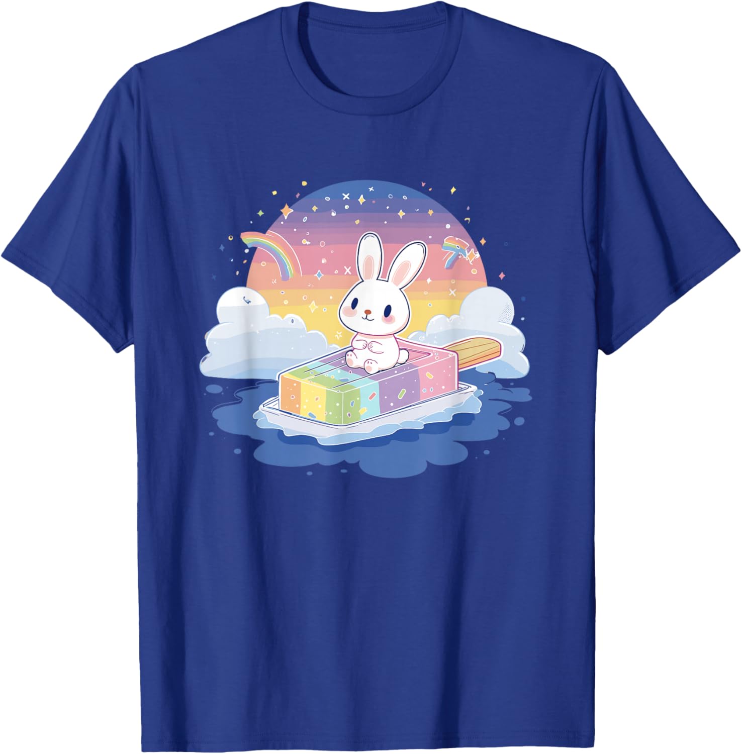 Cute Bunny On Rainbow Popsicle T-Shirt - T-Shirt | Royal