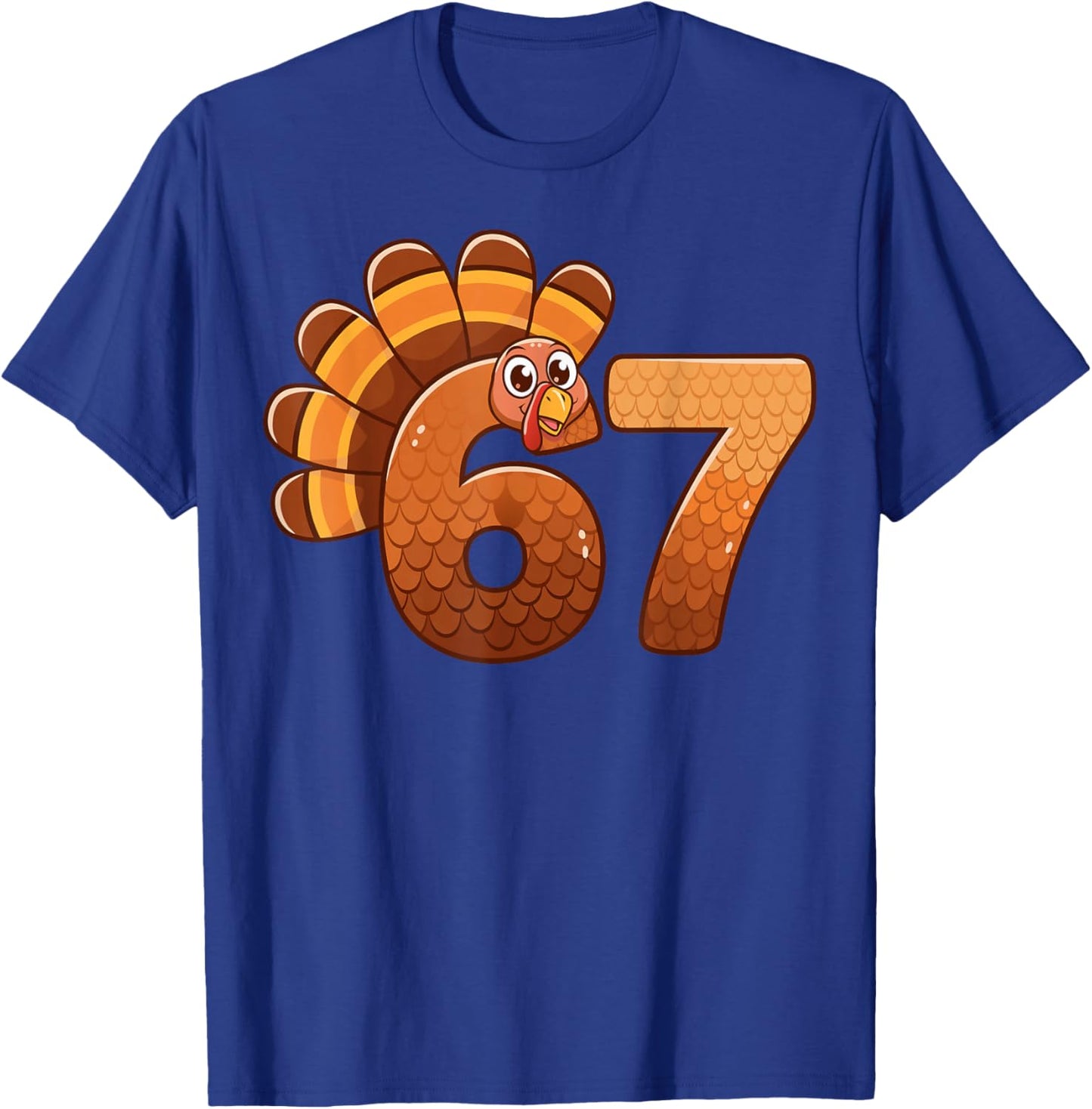 Kids Meme Six Seven Turkey 6-7 67 Thanksgiving T-Shirt - T-Shirt | Royal