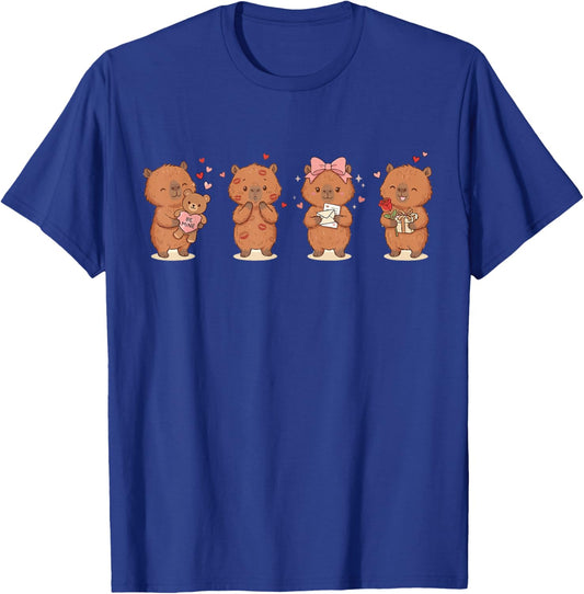 Cute Capybara Valentine's Day Kisses Be Mine Teddy Bear T-Shirt - T-Shirt | Royal