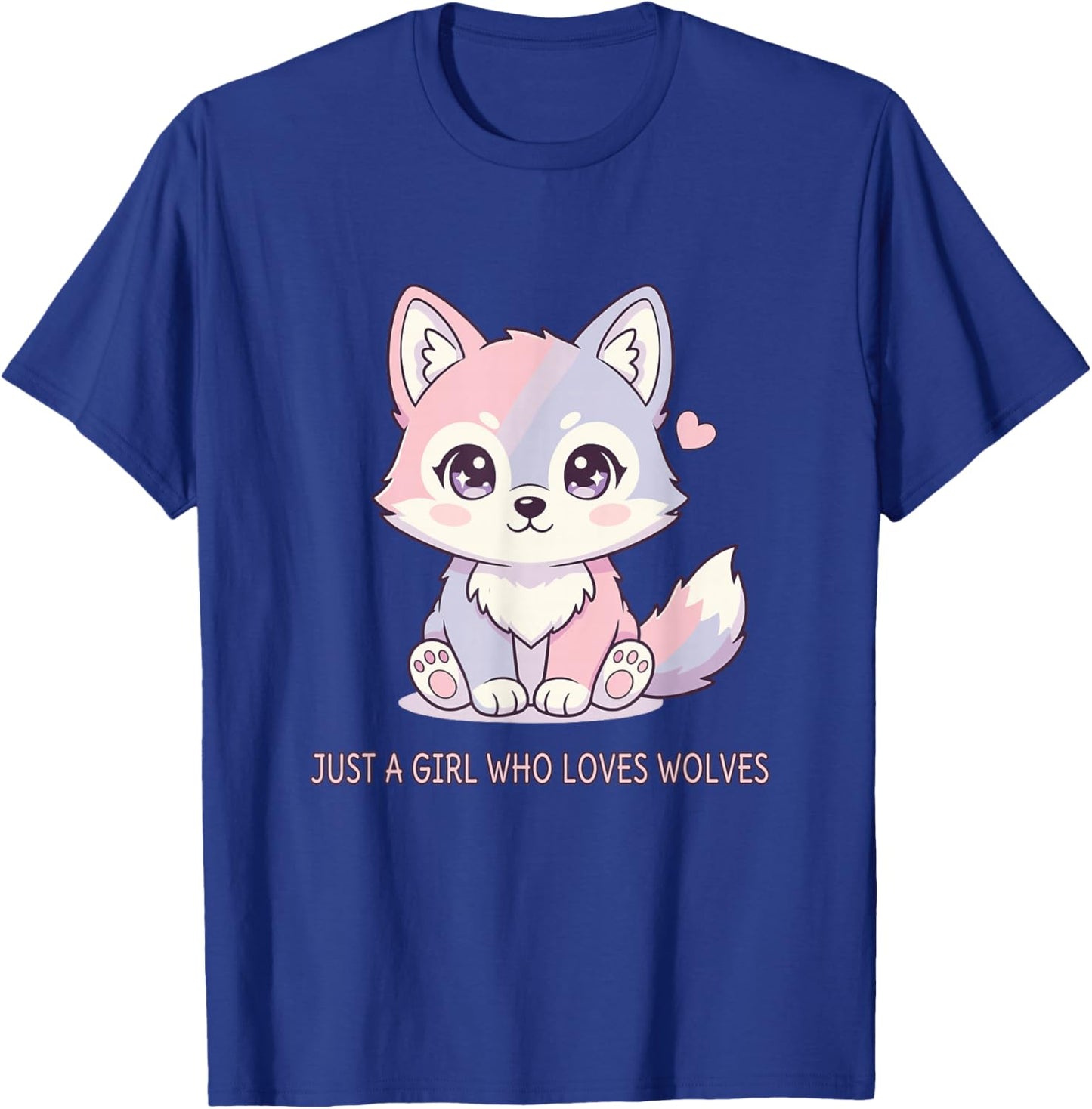 Just A Girl Who Loves Wolves Cute Kawaii Wolf Lover T-Shirt - T-Shirt | Royal