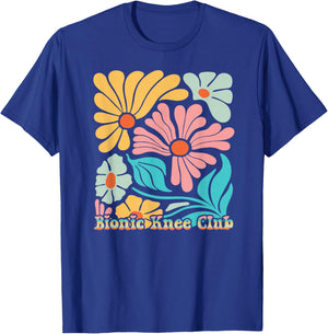 Bionic Knee Club Retro Flowers Replacement Surgery Humor T-Shirt - T-Shirt | Royal