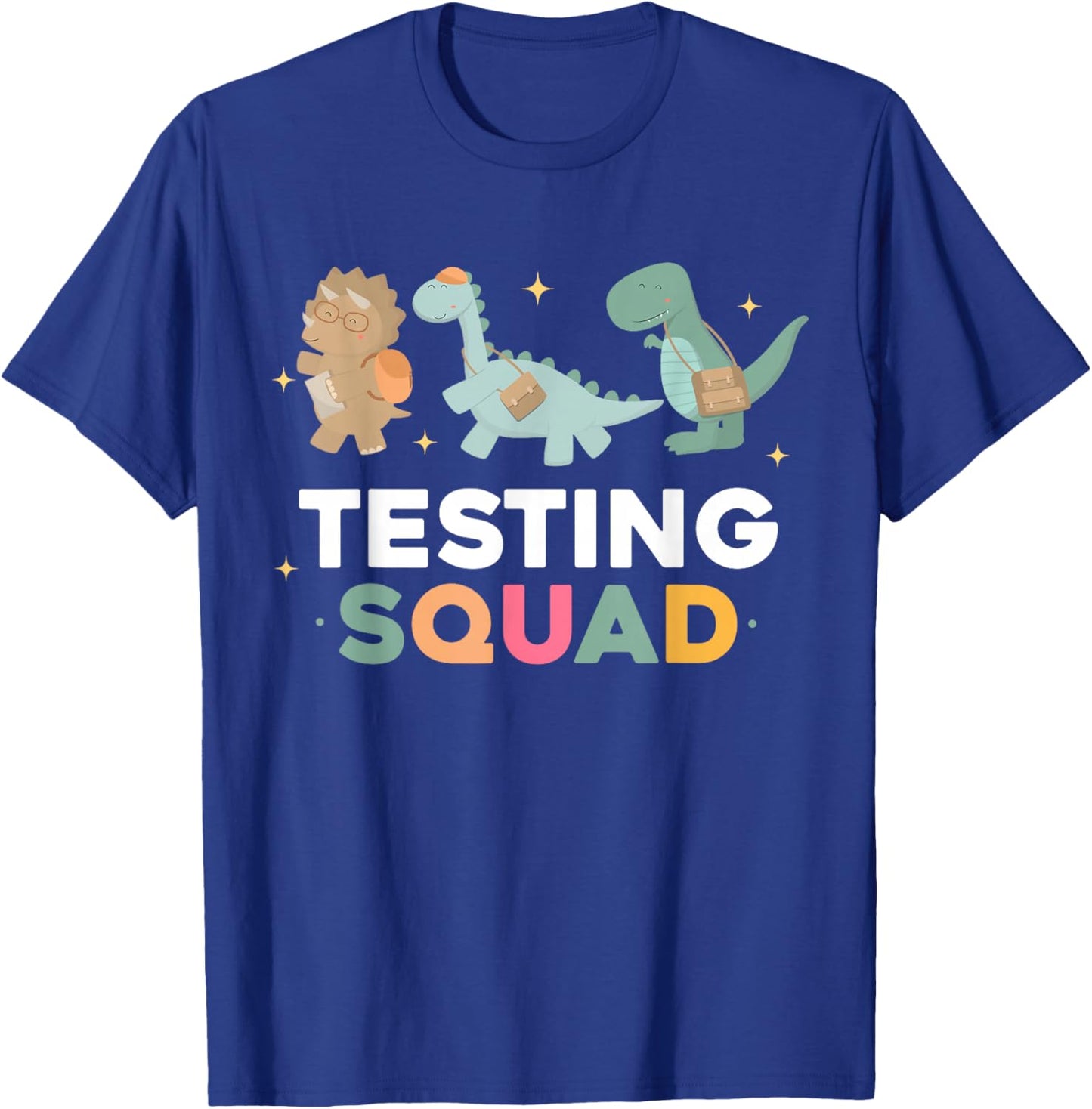 Testing Squad Dinosaur Teacher Student Kids Testing Day T-Shirt - T-Shirt | Royal