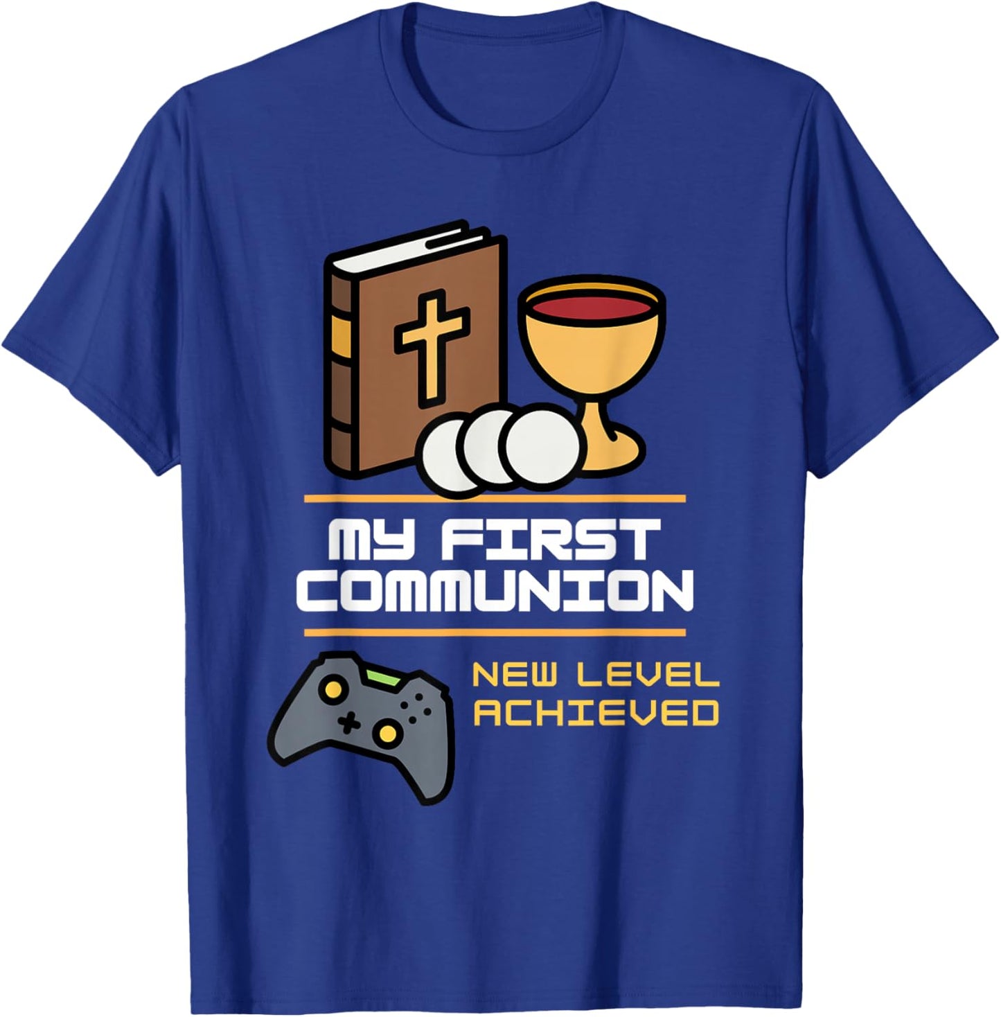 My 1st First Communion 2026 Boys Girls Video Game Controller T-Shirt - T-Shirt | Royal