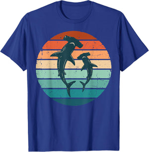 Hammerhead Shark Yin Yang Retro Snorkeler Vintage T-Shirt - T-Shirt | Royal