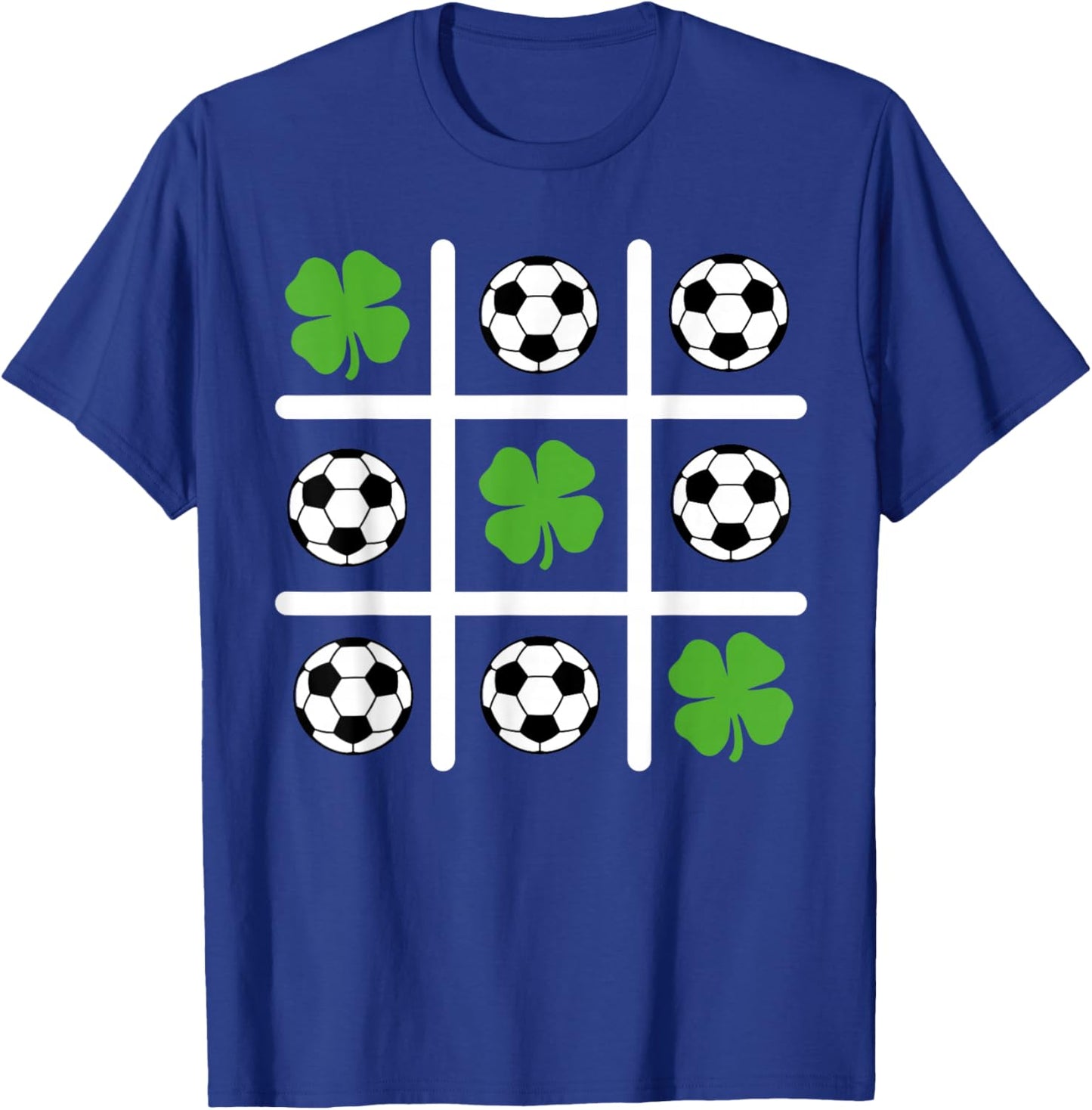 St Patricks Day Tic Tac Toe Soccer Shamrock Lucky Clover T-Shirt - T-Shirt | Royal
