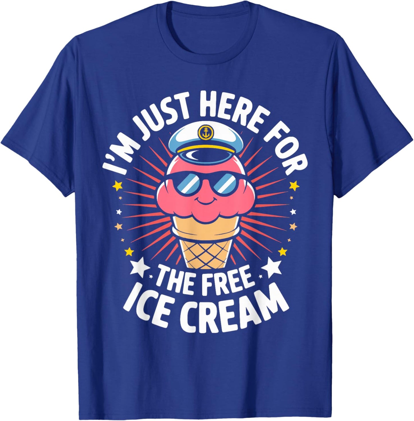 Just Here for Free Ice Cream Funny Cruise Travel Matching T-Shirt - T-Shirt | Royal
