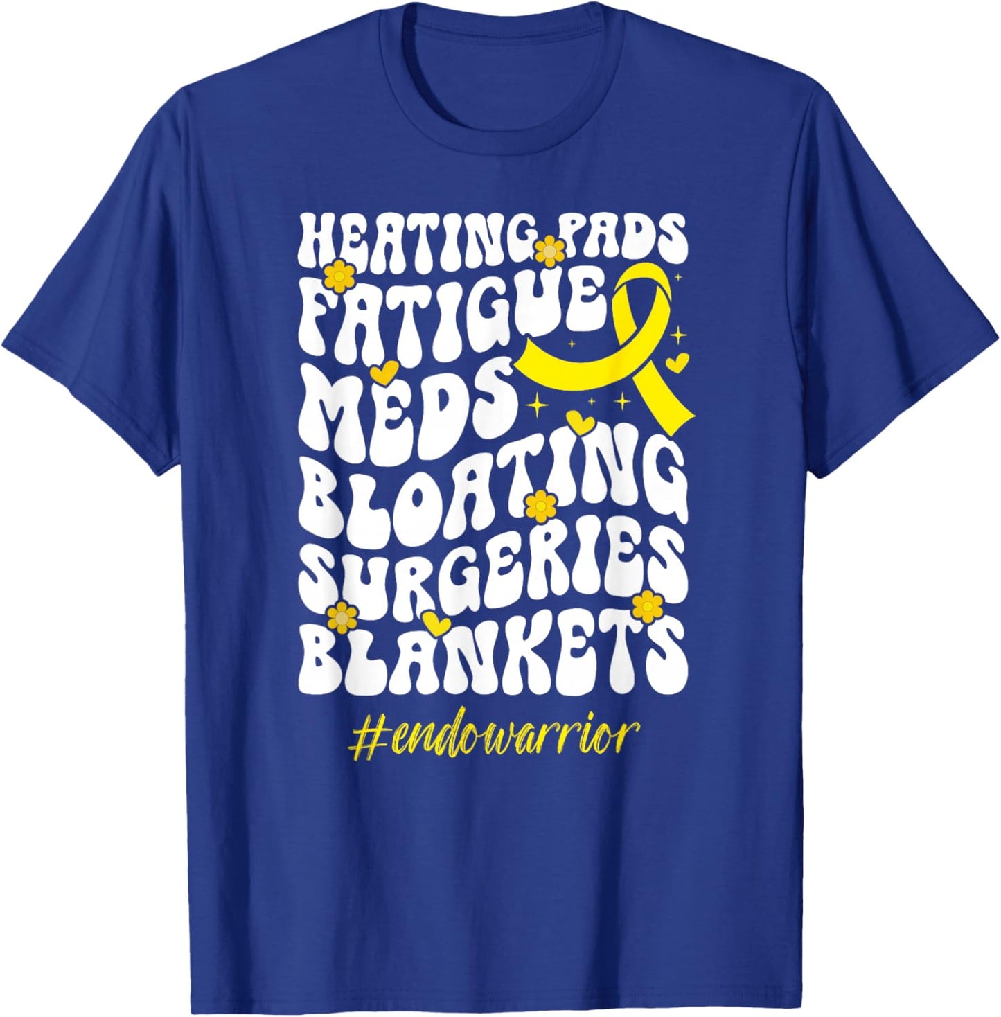 Groovy Endo Warrior Endometriosis Awareness Month T-Shirt - T-Shirt | Royal