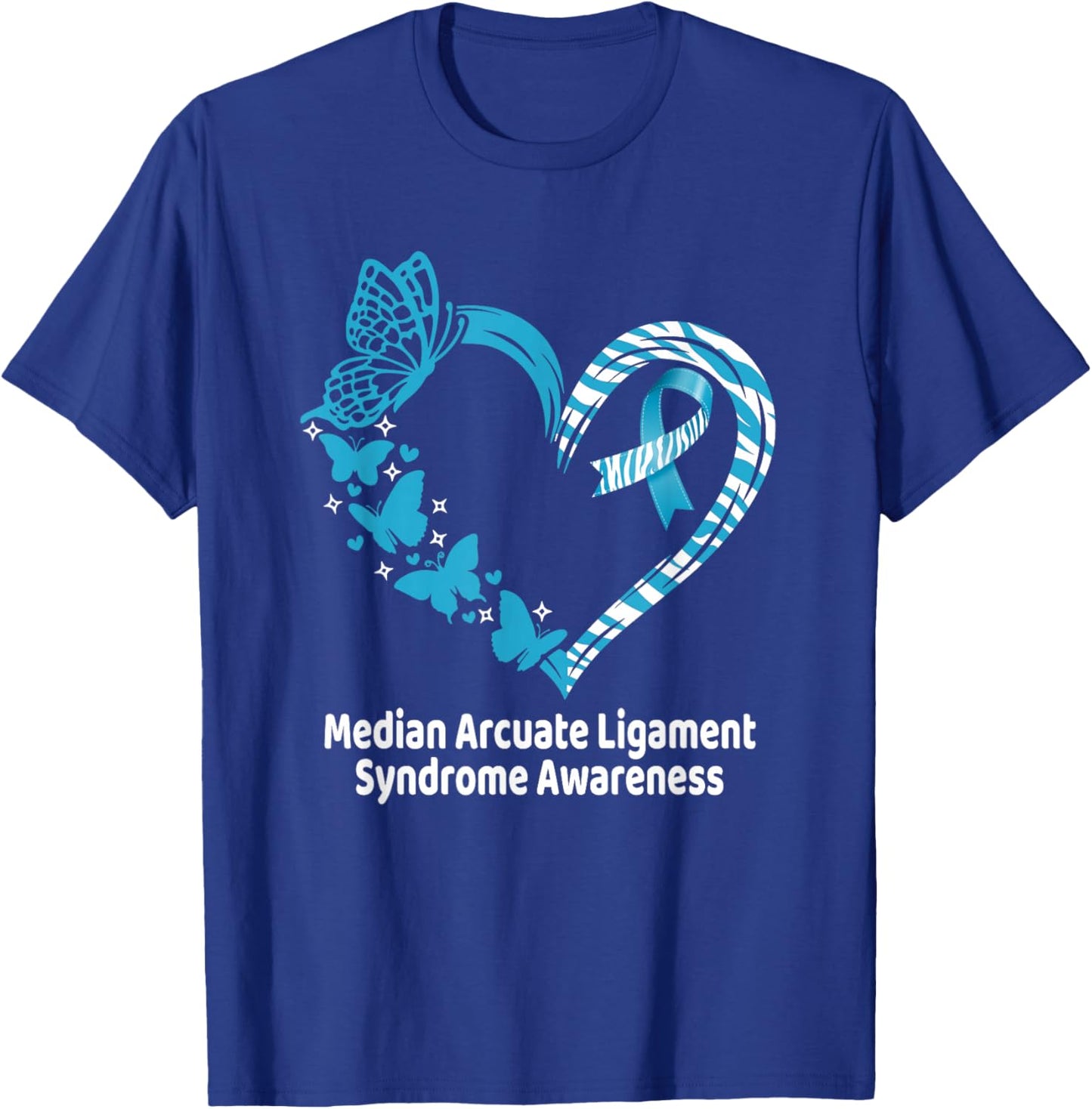 Median Arcuate Ligament Syndrome MALS Awareness Heart T-Shirt - T-Shirt | Royal