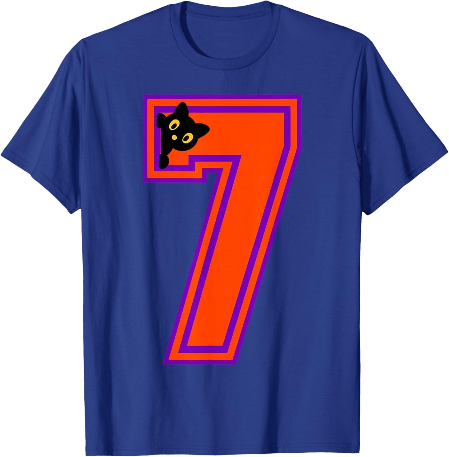 Funny Six Seven 6 7 Halloween Black Cat Teacher Student T-Shirt - T-Shirt | Royal