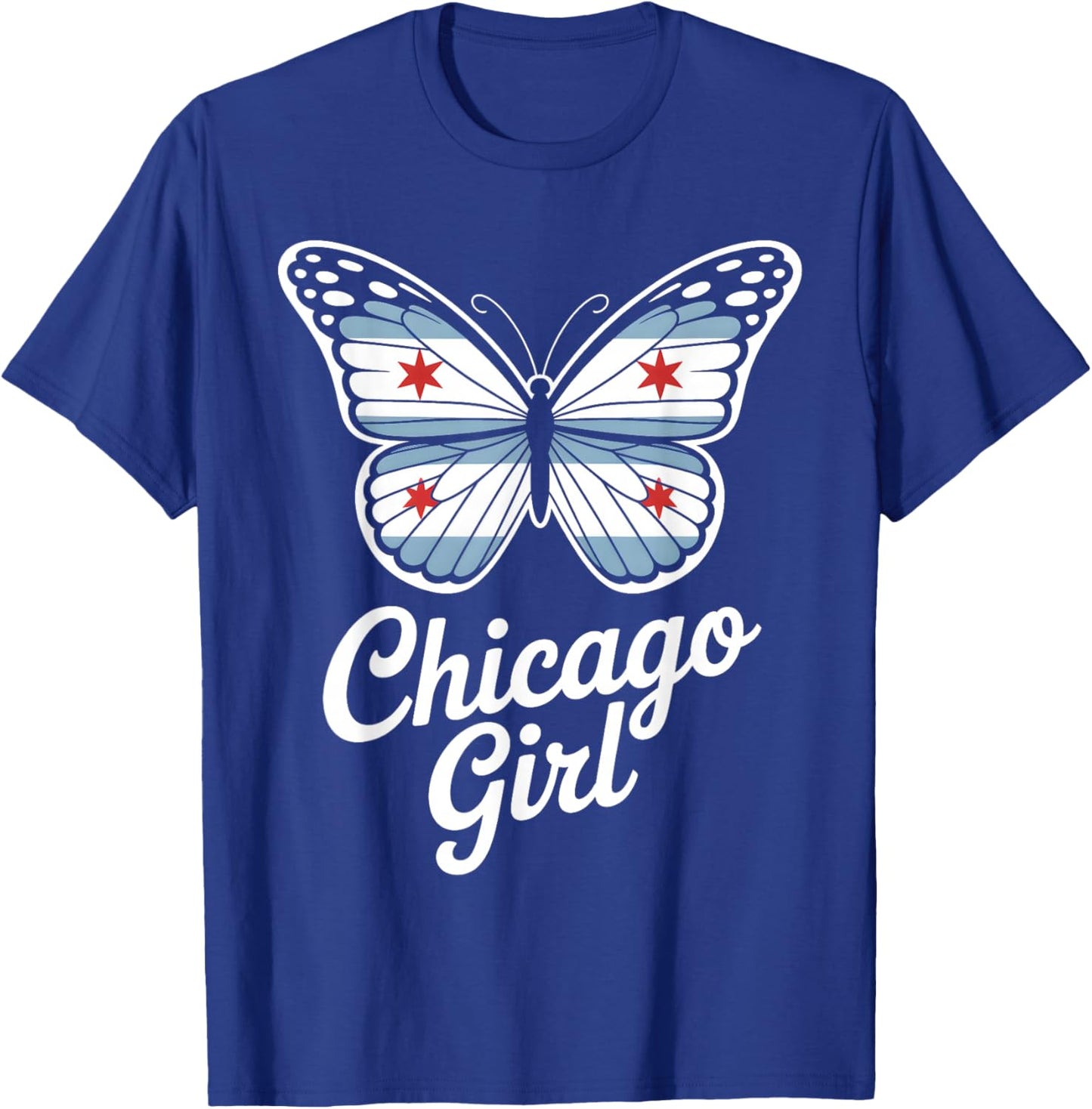 Chicago Girl Woman Butterfly Urban Travel Illinois T-Shirt - T-Shirt | Royal